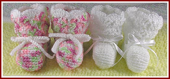 Simple Baby booties from Treasured Heirlooms Crochet