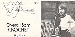 Original black & white version of Annies Attic Crochet Overall Sam Muffler pattern