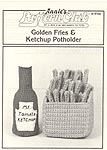 Annie's Attic Crochet Deli: Golden Fries & Ketchup Potholder (original B/W version)