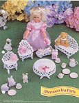 Annies Fashion Doll Crochet Club: Afternoon Tea Party Dollhouse -size miniature furniture