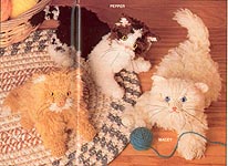 Three Little Kittens crocheted kittens featured in Annies Crochet Newsletter #41, Sept. - Oct. 1989
