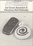 Annie's Attic Crochet Deli: Ice Cream Sandwich & Cinnamon Roll Pot Holder (original B/W version)