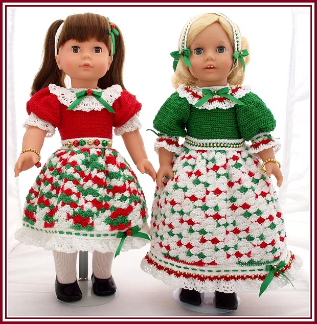 Holly and Ivy holiday dresses for 18 inch dolls