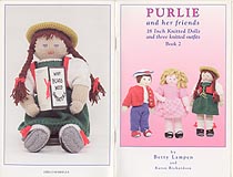Purlie and her Friends, 18 inch knitted doll whose three outfits would likely fit popular 18 inch play dolls.