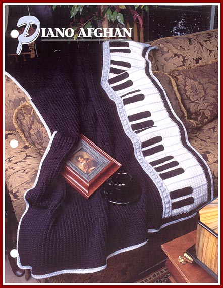 Pattern for crocheted piano afghan from Annie's Attic, published in 1997