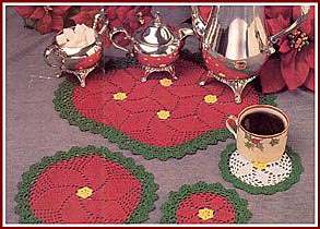 Poinsettia Blossom Doilies and Coaster set
