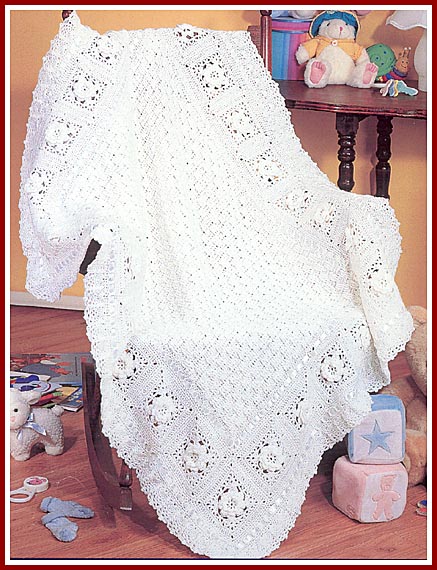 Roses in the Snow baby afghan -- grand prize winner of the 2003 Herrschners Grand National Afghan contest