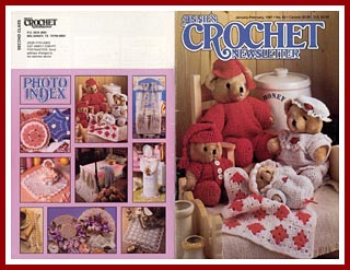 Cover of Annie's Crochet Newsletter from Jan-Feb 1997 which includes the Double Wedding Ring afghan patterns