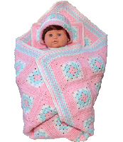 Cozy Caftan Set also includes instructions for "Wrap Up Blankie" for 15-inch baby dolls.