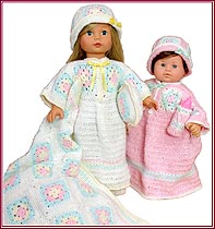 Cozy Caftan set fits both 15 inch baby dolls and 18 inch little girl dolls