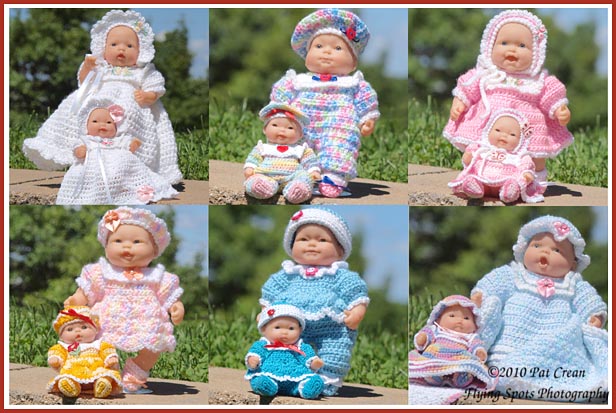 Six outfits for 7.5 or 5 inch baby dolls