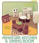 Crocheted dollhouse size Miniature Kitchen and Dining Room
