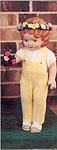 Pansys Flower Garden Coveralls, Blouse, Garland, Nosegay, and Sandals for 18 inch dolls