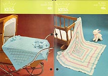 King Patterns No. 2033: Baby Shawl and Carriage Cover
