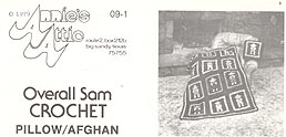 Original black & white version of Annie's Attic Crochet Overall Sam Afghan & Pillow pattern