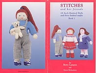 Stitches and her Friends, 18 inch knitted doll whose three outfits would likely fit popular 18 inch play dolls.